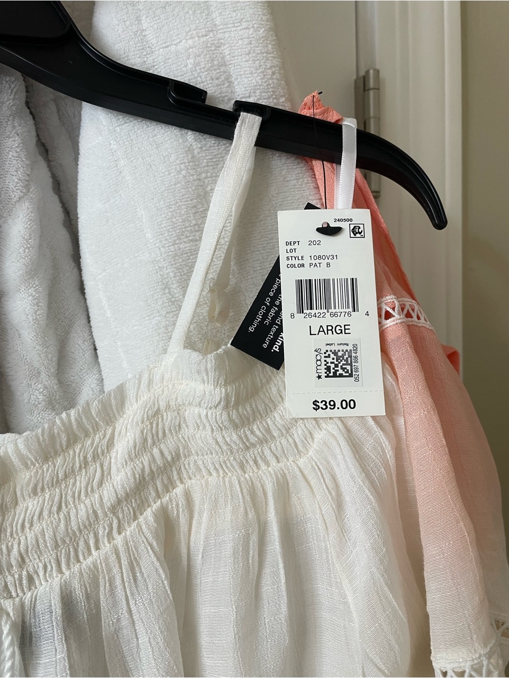 BCX White and Coral Pink Spaghetti Strap Blouse